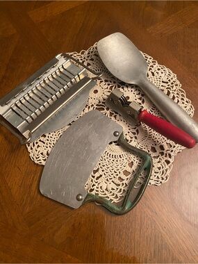 Vintage Kitchen Tools - 4 items and doily